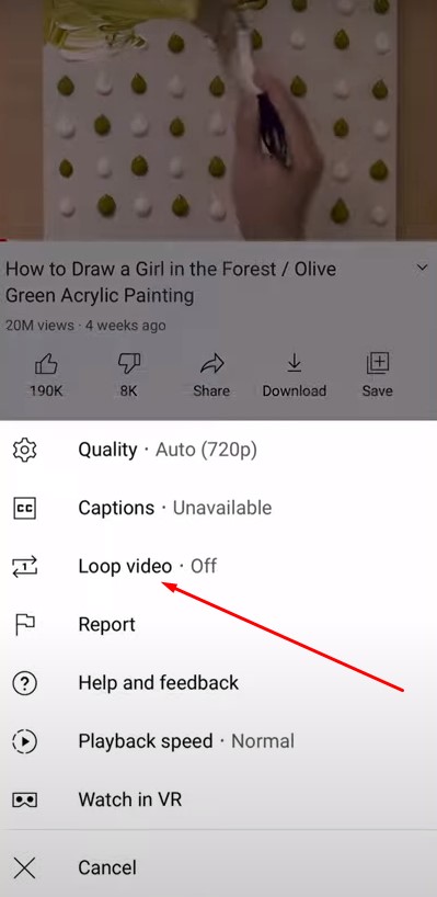 Tap on the Loop Video option