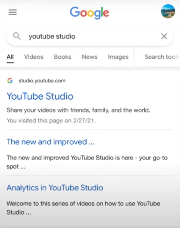 Open up your chrome browser and type "youtube studio"