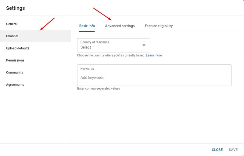 click on "Channel". Then click "Advanced settings" under the Channel tab