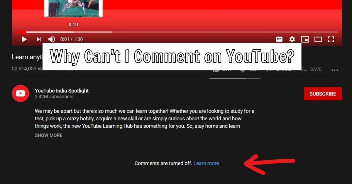 Why Can’t I Comment on YouTube? Causes and solutions