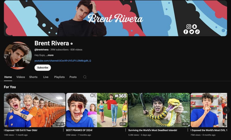 Brent Rivera standing out among famous YouTubers who live in California