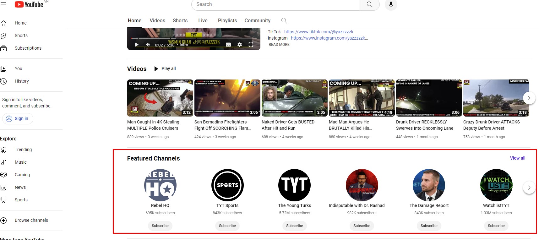 Feature Channels on YouTube