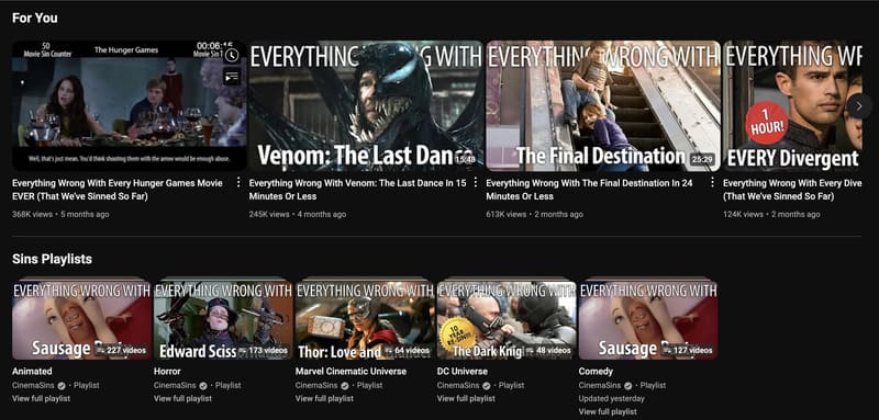 CinemaSins frequently uses Hollywood movie clips with no copyright issues